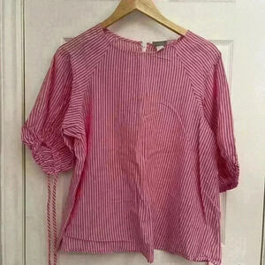 Ava + Viv pink white stripe cotton  top PLUS SIZE size X